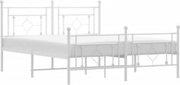 vidaXL - Bedframe - met - hoofd- - en - voeteneinde - metaal - wit - 160x200 - cm