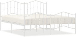 vidaXL - Bedframe - met - hoofd- - en - voeteneinde metaal - wit - 183x213 - cm