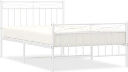 vidaXL - Bedframe - met - hoofd- - en - voeteneinde - metaal - wit - 100x200 - cm