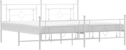 vidaXL - Bedframe - met - hoofd- - en - voeteneinde - metaal - wit - 193x203 - cm