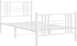 vidaXL - Bedframe - met - hoofd- - en - voeteneinde - metaal - wit - 107x203 - cm