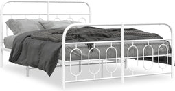 vidaXL - Bedframe - met - hoofd- - en - voeteneinde - metaal - wit - 135x190 - cm