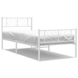 vidaXL - Bedframe - met - hoofd- - en - voeteneinde - metaal - wit - 100x200 - cm