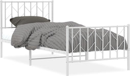 vidaXL - Bedframe - met - hoofd- - en - voeteneinde metaal - wit - 90x190 - cm