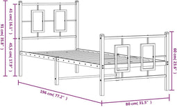 vidaXL - Bedframe - met - hoofd- - en - voeteneinde - metaal - wit - 75x190 - cm