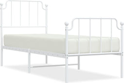 vidaXL - Bedframe - met - hoofd- - en - voeteneinde metaal - wit - 75x190 - cm