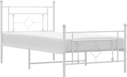 vidaXL - Bedframe - met - hoofd- - en - voeteneinde - metaal - wit - 90x190 - cm