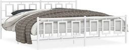 vidaXL - Bedframe - met - hoofd- - en - voeteneinde - metaal - wit - 193x203 - cm