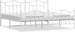 vidaXL - Bedframe - met - hoofd- - en - voeteneinde - metaal - wit - 193x203 - cm