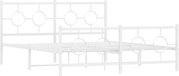 vidaXL - Bedframe - met - hoofd- - en - voeteneinde - metaal - wit - 160x200 - cm