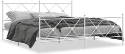 vidaXL - Bedframe - met - hoofd- - en - voeteneinde - metaal - wit - 183x213 - cm