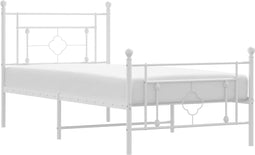 vidaXL - Bedframe - met - hoofd- - en - voeteneinde - metaal - wit - 90x200 - cm