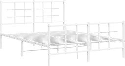vidaXL - Bedframe - met - hoofd- - en - voeteneinde - metaal - wit - 140x190 - cm