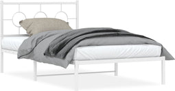 vidaXL - Bedframe - met - hoofd- - en - voeteneinde - metaal - wit - 107x203 - cm
