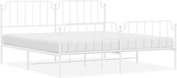 vidaXL - Bedframe - met - hoofd- - en - voeteneinde metaal - wit - 193x203 - cm