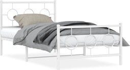 vidaXL - Bedframe - met - hoofd- - en - voeteneinde - metaal - wit - 100x190 - cm