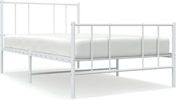 vidaXL - Bedframe - met - hoofd- - en - voeteneinde - metaal - wit - 100x200 - cm