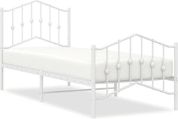 vidaXL - Bedframe - met - hoofd- - en - voeteneinde metaal - wit - 80x200 - cm