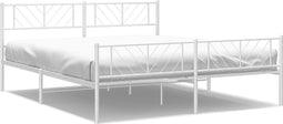 vidaXL - Bedframe - met - hoofd- - en - voeteneinde - metaal - wit - 183x213 - cm