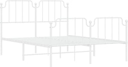 vidaXL - Bedframe - met - hoofd- - en - voeteneinde metaal - wit - 135x190 - cm