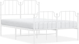 vidaXL - Bedframe - met - hoofd- - en - voeteneinde metaal - wit - 120x190 - cm