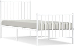 vidaXL - Bedframe - met - hoofd- - en - voeteneinde - metaal - wit - 75x190 - cm