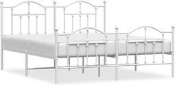vidaXL - Bedframe - met - hoofd- - en - voeteneinde - metaal - wit - 180x200 - cm