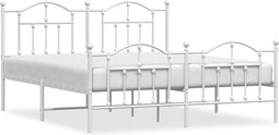 vidaXL - Bedframe - met - hoofd- - en - voeteneinde - metaal - wit - 160x200 - cm