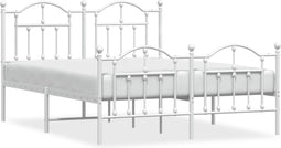 vidaXL - Bedframe - met - hoofd- - en - voeteneinde - metaal - wit - 140x190 - cm