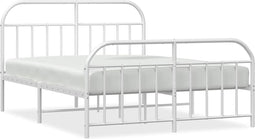 vidaXL - Bedframe - met - hoofd- - en - voeteneinde - metaal - wit - 183x213 - cm