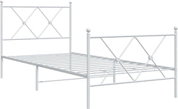 vidaXL - Bedframe - met - hoofd- - en - voeteneinde - metaal - wit - 90x200 - cm