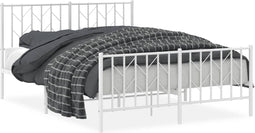 vidaXL - Bedframe - met - hoofd- - en - voeteneinde metaal - wit - 140x190 - cm