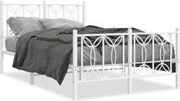 vidaXL - Bedframe - met - hoofd- - en - voeteneinde - metaal - wit - 120 - x - 190 - cm