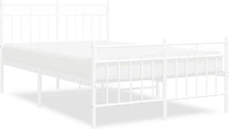 vidaXL - Bedframe - met - hoofd- - en - voeteneinde - metaal - wit - 120 - x - 190 - cm