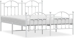 vidaXL - Bedframe - met - hoofd- - en - voeteneinde - metaal - wit - 140x200 - cm