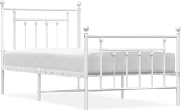 vidaXL - Bedframe - met - hoofd- - en - voeteneinde - metaal - wit - 90x190 - cm