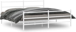 vidaXL - Bedframe - met - hoofd- - en - voeteneinde metaal - wit - 193x203 - cm