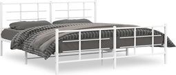 vidaXL - Bedframe - met - hoofd- - en - voeteneinde - metaal - wit - 183x213 - cm