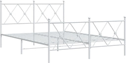 vidaXL - Bedframe - met - hoofd- - en - voeteneinde - metaal - wit - 140x190 - cm
