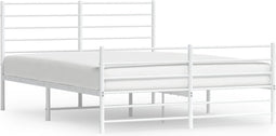 vidaXL - Bedframe - met - hoofd- - en - voeteneinde - metaal - wit - 135x190 - cm