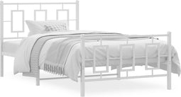 vidaXL - Bedframe - met - hoofd- - en - voeteneinde - metaal - wit - 100x190 - cm