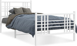 vidaXL - Bedframe - met - hoofd- - en - voeteneinde - metaal - wit - 100x190 - cm