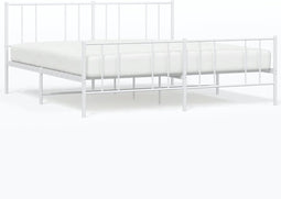 vidaXL - Bedframe - met - hoofd- - en - voeteneinde - metaal - wit - 180x200 - cm