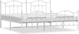 vidaXL - Bedframe - met - hoofd- - en - voeteneinde - metaal - wit - 200x200 - cm