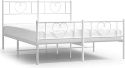 vidaXL - Bedframe - met - hoofd- - en - voeteneinde - metaal - wit - 120 - x - 190 - cm