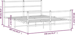 vidaXL - Bedframe - met - hoofd- - en - voeteneinde metaal - wit - 150x200 - cm