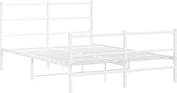 vidaXL - Bedframe - met - hoofd- - en - voeteneinde metaal - wit - 135x190 - cm