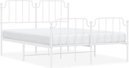 vidaXL - Bedframe - met - hoofd- - en - voeteneinde metaal - wit - 140x200 - cm