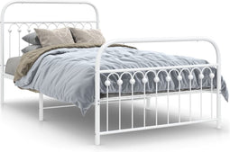 vidaXL - Bedframe - met - hoofd- - en - voeteneinde - metaal - wit - 107x203 - cm