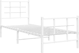 vidaXL - Bedframe - met - hoofd- - en - voeteneinde - metaal - wit - 80x200 - cm